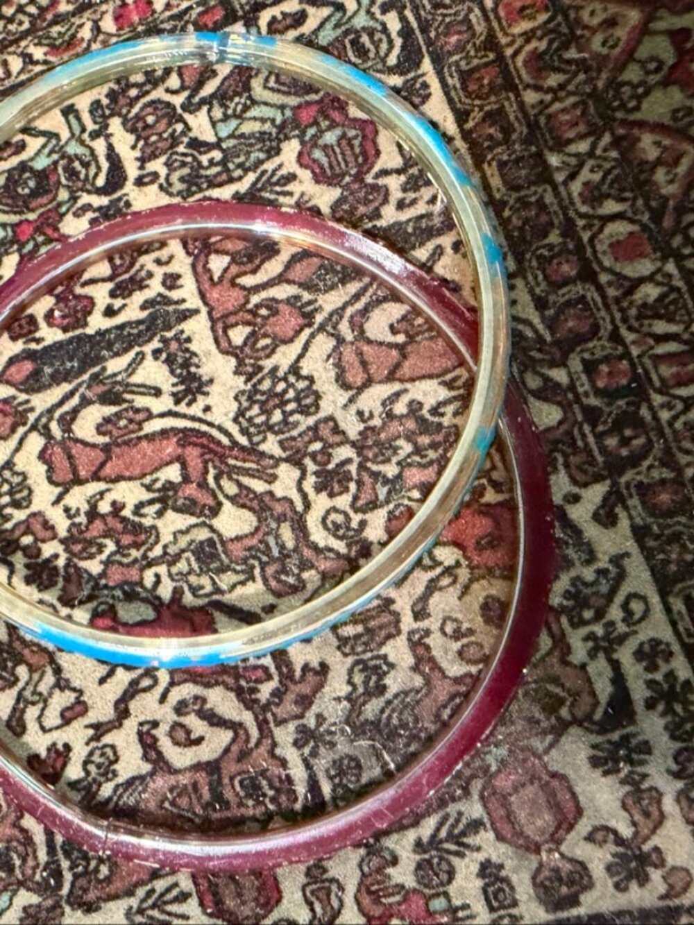 Thin Glass Bangles Blue Maroon Pair 3in